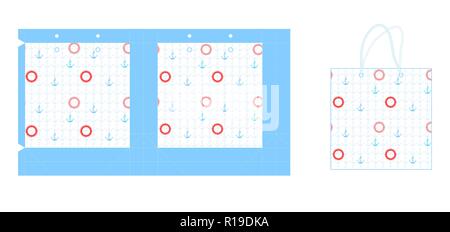 Paquet cadeau papier modèle. Modèle transparent avec des ancres et des bouées. Vector illustration. Illustration de Vecteur