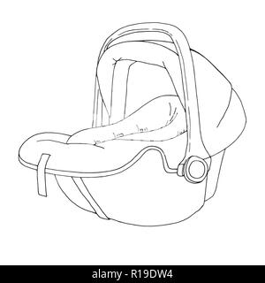 Croquis d'un siège d'auto pour enfants. La sécurité des enfants. Vector illustration Illustration de Vecteur