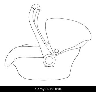 Croquis d'un siège d'auto pour enfants. La sécurité des enfants. Vector illustration Illustration de Vecteur