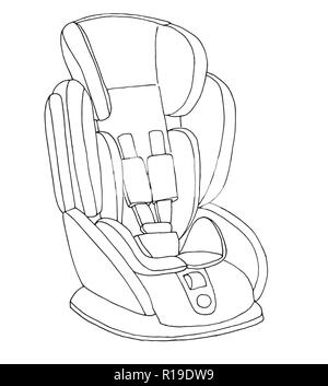 Croquis d'un siège d'auto pour enfants. La sécurité des enfants. Vector illustration Illustration de Vecteur