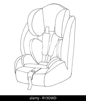 Croquis d'un siège d'auto pour enfants. La sécurité des enfants. Vector illustration Illustration de Vecteur