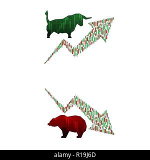 Le rouge et le vert les chandeliers de change du marché isolé sur fond blanc Illustration de Vecteur