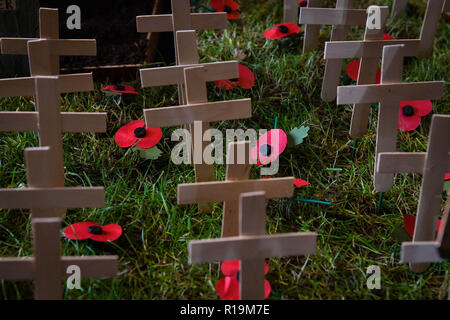 Margam, dans le sud du Pays de Galles, Royaume-Uni. 10 novembre 2018 parmi les coquelicots se croise à Margam château dans le sud du Pays de Galles, Royaume-Uni, dans le cadre de l'exposition florale Nous nous souviendrons qui se tient à Margam Country Park, l'un des nombreux événements du souvenir happing tout le Royaume-Uni pour honorer ceux qui ont vécu, se sont battus et sont morts dans la Première Guerre mondiale. Crédit : Robert Melen/Alamy Live News Banque D'Images