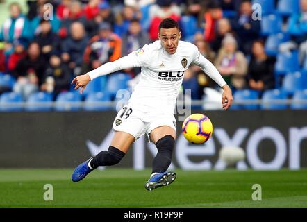 Madrid, Espagne. 10 Nov, 2018. Match de foot entre Getafe et Valence du 2018/2019 Ligue Espagnole, qui a eu lieu au Santiago Bernabeu, à Madrid. (Photo : Jose L. Cuesta/261/Cordon presse). Appuyez sur Cordon Cordon Crédit : Presse/Alamy Live News Banque D'Images