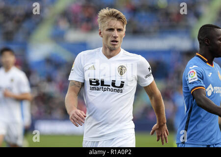 Getafe, Madrid, Espagne. 10 Nov, 2018. Le Valencia CF Daniel Wass vu au cours de la Liga match entre Getafe et Valence CF au Coliseum Alfonso Perez de Getafe, Espagne. Legan Crédit : P. Mace/SOPA Images/ZUMA/Alamy Fil Live News Banque D'Images