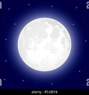 Lune avec des étoiles brillantes, vector Illustration de Vecteur