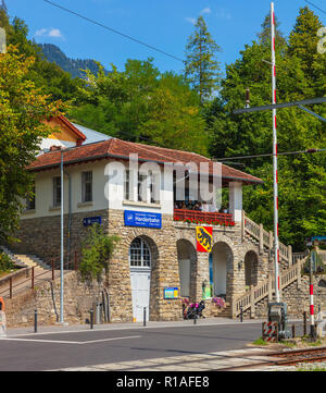 La station de funiculaire Harderbahn dans la ville d'Interlaken, Suisse Banque D'Images