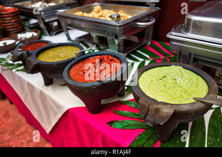 La nourriture mexicaine dans un restaurant branché de Coyoacan Banque D'Images