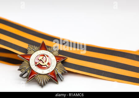 Ordre soviétique de Grande guerre patriotique et ruban St.George Banque D'Images