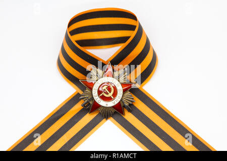 Ordre soviétique de Grande guerre patriotique et ruban St.George Banque D'Images