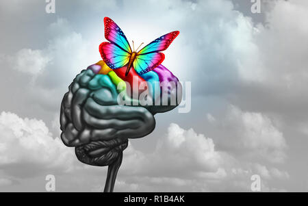 Cerveau autiste autisme et syndrome d'asperger ou symptômes de désordre comme une icône de la neurologie et de la santé mentale le diagnostic du spectre concept. Banque D'Images