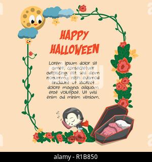 La trame de caractère halloween cute floral Illustration de Vecteur