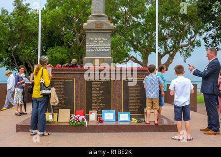 Darwin, Australie. 11Th Nov, 2018. Commémoration à l'occasion du Jour du Souvenir pour le centenaire de l'Armistice, au cénotaphe de Darwin sur Parc du Bicentenaire de Darwin, Territoire du Nord, Australie - 2018.11.11 - Photo par Regis Martin Crédit : Regis Martin/Alamy Live News Banque D'Images