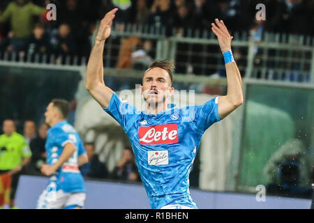 Genova, Liguria, Italie, le 10 novembre, 2018. Match de football Gênes - Naples à Luigi Ferraris dans photo Fabi‡n Ruiz objectif célébration Crédit : Antonio Balasco/Alamy Live News Banque D'Images