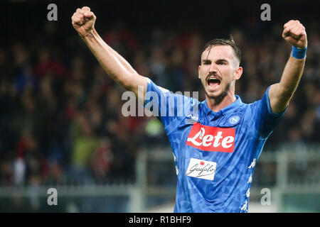 Genova, Liguria, Italie, le 10 novembre, 2018. Match de football Gênes - Naples à Luigi Ferraris dans photo Fabi‡n Ruiz célébrer autogoal Crédit : Antonio Balasco/Alamy Live News Banque D'Images