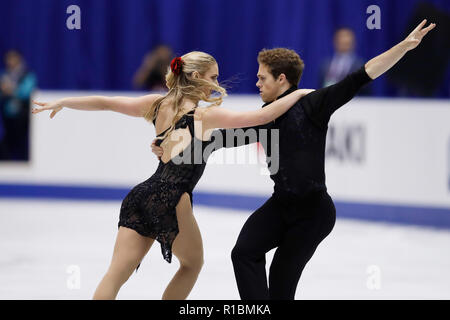 Rachel Parsons & Michael Parson (USA), le 10 novembre 2018 - Patinage Artistique : ISU Grand Prix of Figure Skating Trophée NHK 2018 Danse sur glace danse rythmique à Hiroshima Prefectural Sports Centre, Hiroshima, Japon. (Photo par Naoki Morita/AFLO SPORT) Banque D'Images