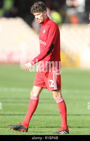 Burslem (Staffordshire, Royaume-Uni. 11Th Nov 2018. Sunderland defender Tom Flanagan (12) au cours de la FA Cup le premier match entre le port Vale et Sunderland à Burslem, Vale Park, en Angleterre, le 11 novembre 2018. Photo par Jurek Biegus. Usage éditorial uniquement, licence requise pour un usage commercial. Aucune utilisation de pari, de jeux ou d'un seul club/ligue/dvd publications. Credit : UK Sports Photos Ltd/Alamy Live News Banque D'Images