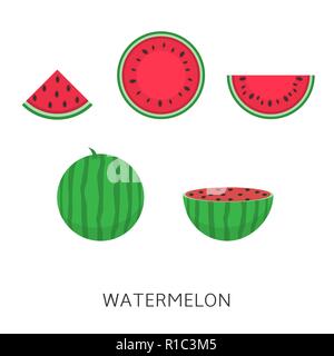 Watermelon isolated.set Vector illustration concept vegan Illustration de Vecteur