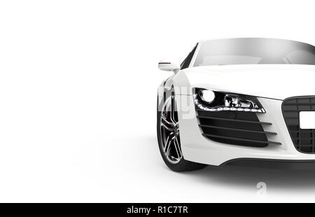 Vue de face d'un générique et brandless voiture moderne sur un fond blanc. 3d illustration Banque D'Images