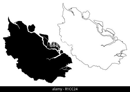 Riau (subdivisions de l'Indonésie, les provinces de l'Indonésie) map vector illustration gribouillage, croquis du Riau Illustration de Vecteur