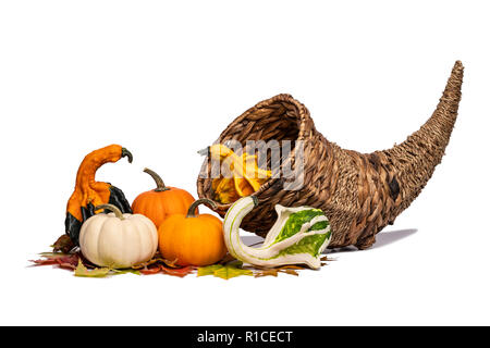 Cornucopia panier avec les gourdes Banque D'Images