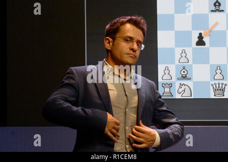 Kolkata, Inde. 11Th Nov, 2018. Grand Maître d'échecs arménien Levon Aronian au cours de la quatre-vingtième tour de rapid chess à Tata Steel Chess l'Inde. Credit : Saikat Paul/Pacific Press/Alamy Live News Banque D'Images