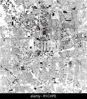 Carte Satellite de l'Atlanta, Georgia, USA, les rues de la ville. Carte et plan de la ville Illustration de Vecteur