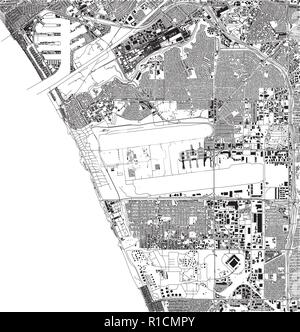 Carte Satellite de l'aéroport, Los Angeles, Californie, USA, les rues de la ville. Carte et plan de la ville Illustration de Vecteur