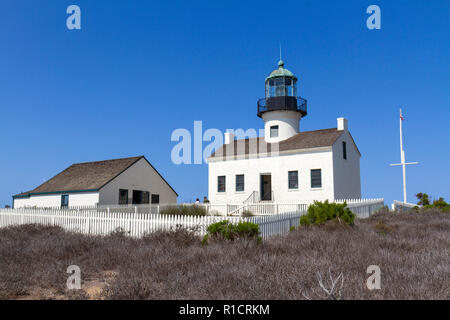 Old Point Loma Lighthouse sur Point Loma, San Diego, California, United States. Banque D'Images