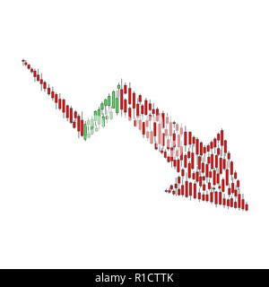 Le rouge et le vert les chandeliers de change du marché isolé sur fond blanc Illustration de Vecteur