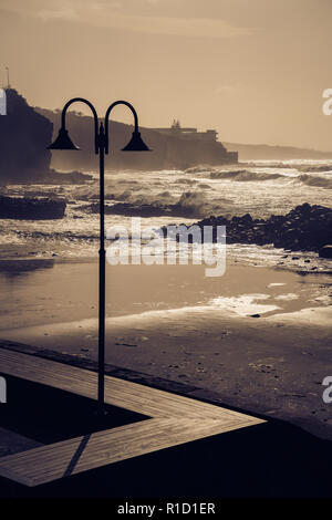 La lumière et les ombres sur la plage de Bajamar, Tenerife, Espagne Banque D'Images