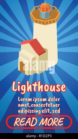 Bannière concept phare, comics style isométrique Illustration de Vecteur