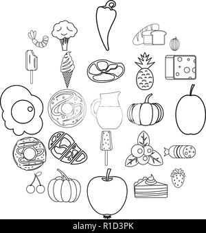 Feed Icons set style du contour, Illustration de Vecteur