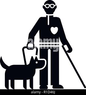 L'icône de la personne non valide avec le chien, le style simple Illustration de Vecteur