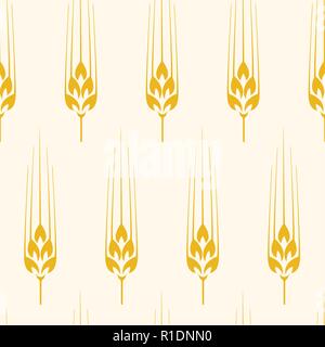 Seamless vector de blé, d'orge ou de seigle, résumé motif de fond jaune avec ornement agricole symboles de récolte Illustration de Vecteur