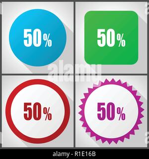 Vector icons avec 4 options. 50  % télévision icon set design facile à éditer en eps 10. Illustration de Vecteur