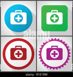 Vector icons avec 4 options. Les premiers soins modèle plat icon set facile à éditer en eps 10. Illustration de Vecteur