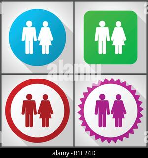 Vector icons avec 4 options. Couple modèle plat icon set facile à éditer en eps 10. Illustration de Vecteur