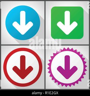 Vector icons avec 4 options. Flèche de téléchargement icon set design plat facile à éditer en eps 10. Illustration de Vecteur