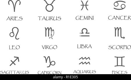 Signes du Zodiac icons set. Vector illustration simple de signes de zodiaque icônes isolé sur fond blanc Illustration de Vecteur