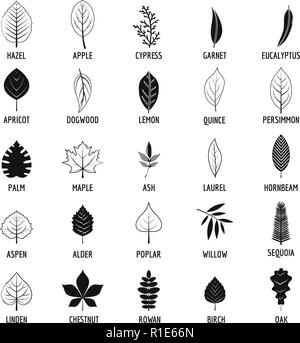 Leaf icons set. Illustration simple de 25 icônes vectorielles des feuilles pour le web Illustration de Vecteur