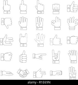 Geste icons set. Contours illustration de geste 25 vector icons for web Illustration de Vecteur