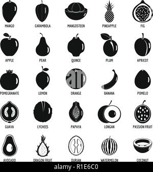 Fruits icons set. Un moyen d'illustration 25 icônes vectorielles fruits pour le web Illustration de Vecteur