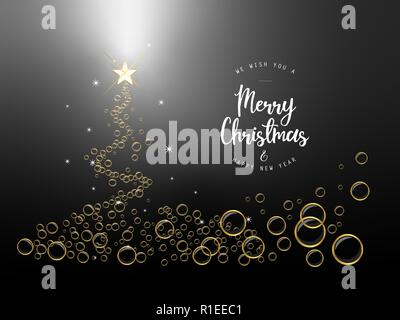 Arrière-plan de l'arbre de Noël noir avec des bulles et du texte. Vector illustration Illustration de Vecteur