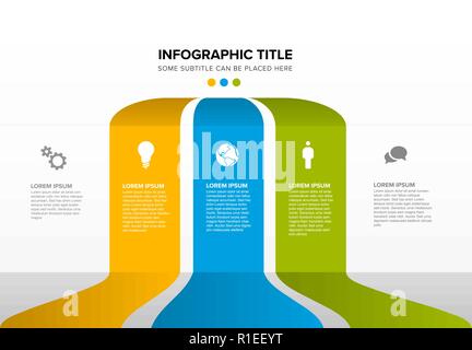 Multifonction modèle infographique vecteur fabriqués à partir de trois blocs de contenu couleur Illustration de Vecteur