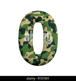 Numéro de l'armée 0 - camo 3d chiffres isolé sur fond blanc. Cet alphabet est parfait pour les illustrations créatives mais non limité à, la guerre, l'Armée de terre Banque D'Images