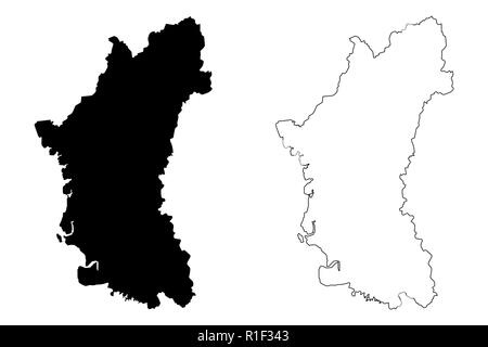 Perak (États et territoires fédéraux de la Malaisie, Fédération de Malaisie) map vector illustration gribouillage, croquis Perak Darul Ridzuan site Illustration de Vecteur