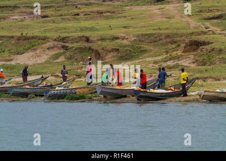 Les pêcheurs sur le Nil Banque D'Images