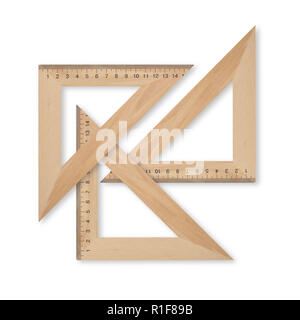 La science et de l'éducation - trois carrés set bois triangle sur un fond blanc. Banque D'Images