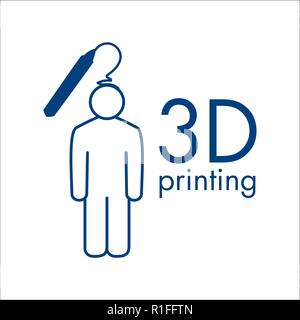 Logo vector impression en 3D et 3D pens Illustration de Vecteur